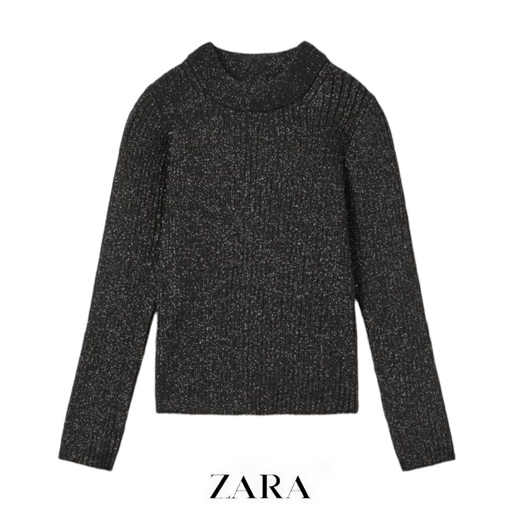 ZARA Kids | Black | RIBBED KNIT SPARKLY SWEATER